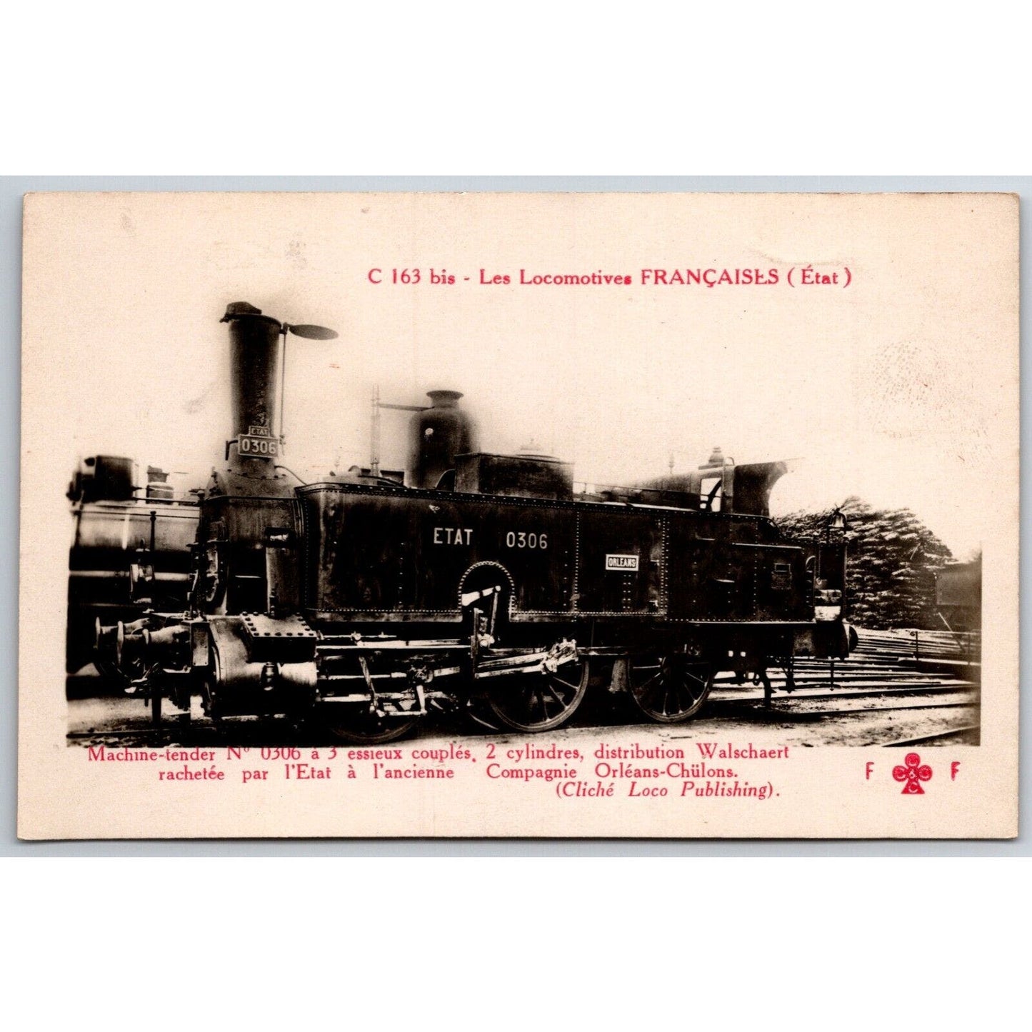 French Railroad RPPC* Postcard Machine Tender 0306 C 163 c1910 F. Fleury
