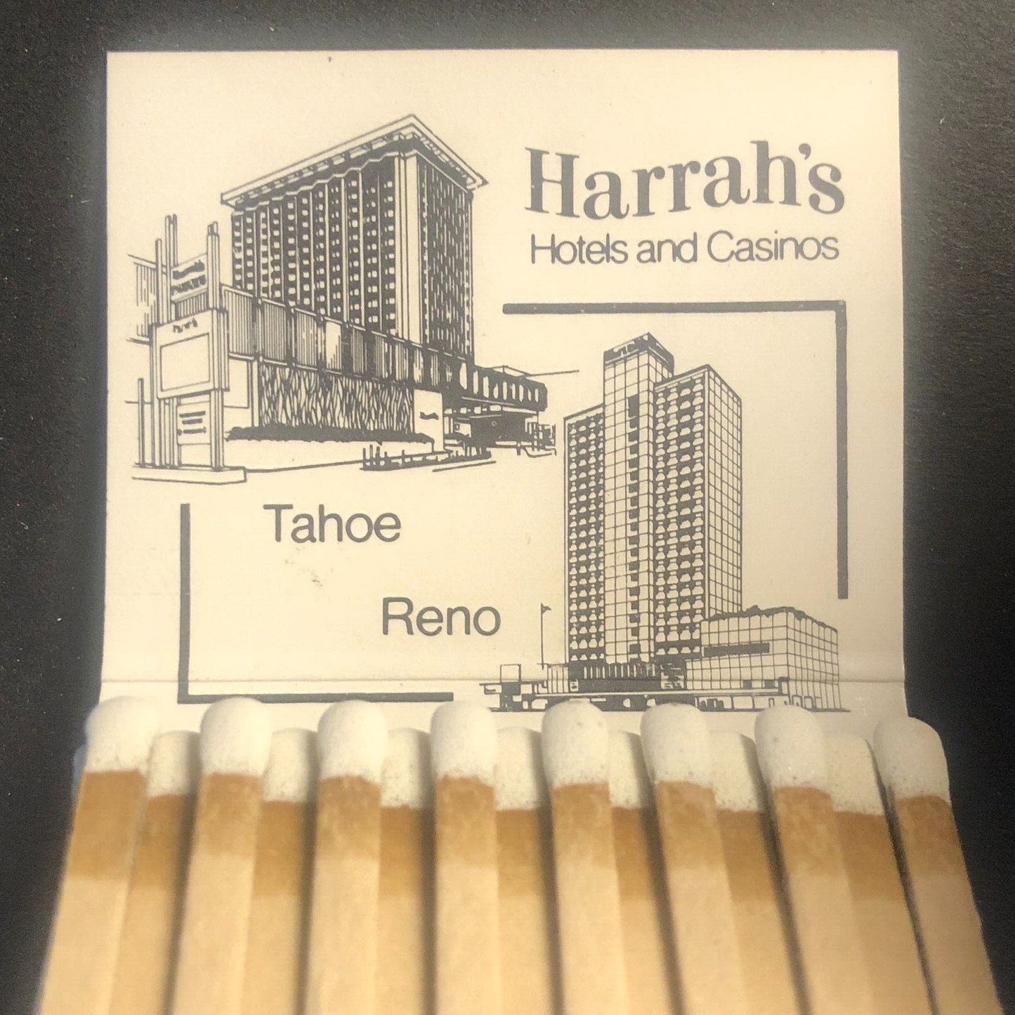 Harrah's Hotels Casinos Tahoe South Shore Vintage Full Matchbook c1960's-73 VGC