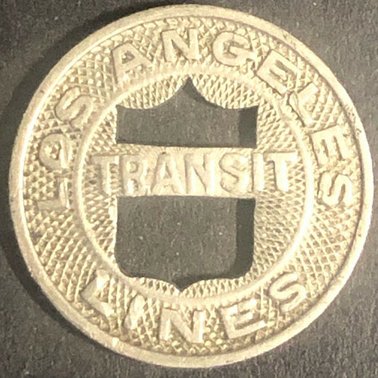 c1940's 16mm Los Angeles Transit Lines G/F One Fare Token -- CA