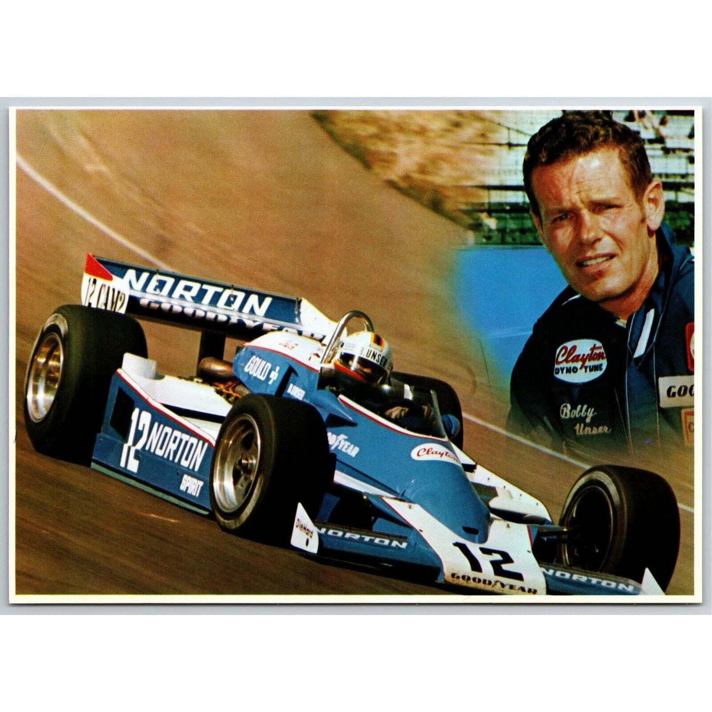 Vintage Oversized Indy 500 Postcard c1978 "Bobby Unser" 5" x 7"