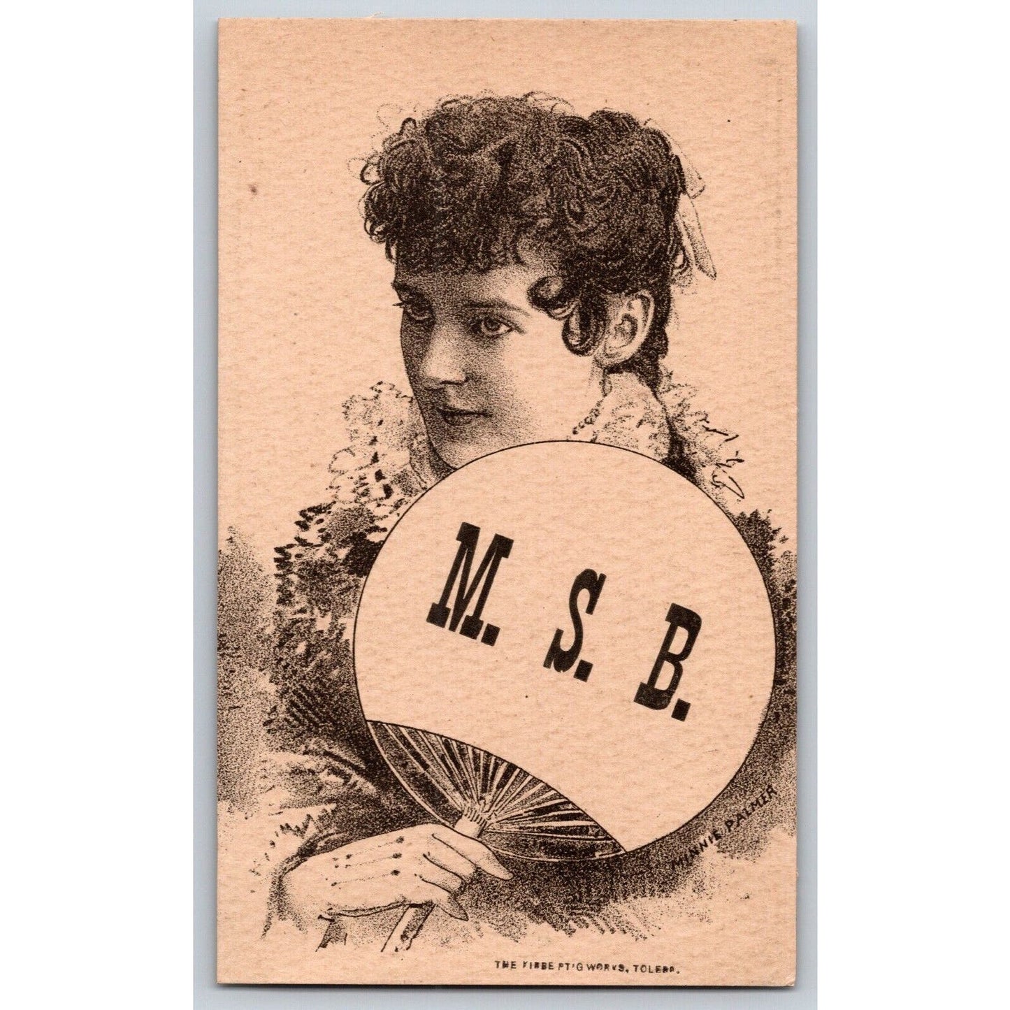 Bosworth, Wells & Co. MSB Corset Marietta, OH Victorian Trade Card / Hand Fan