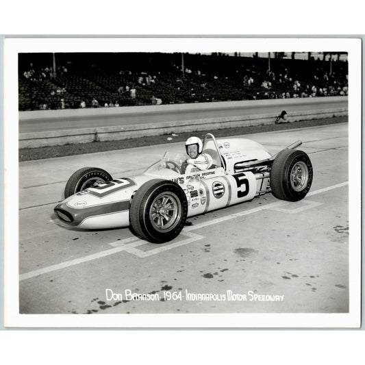Indy 500 1964 Don Branson Friction Roofing 8x10 B&W Original Photo - Stamped