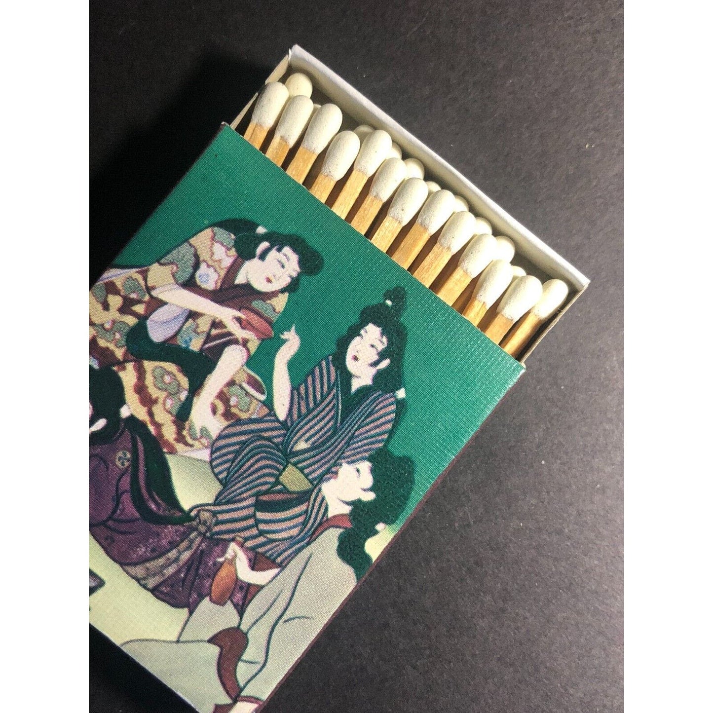 Japanese Women Lounging Scene Art c1960's AKCO Co. Matchbox NOS VGC #14