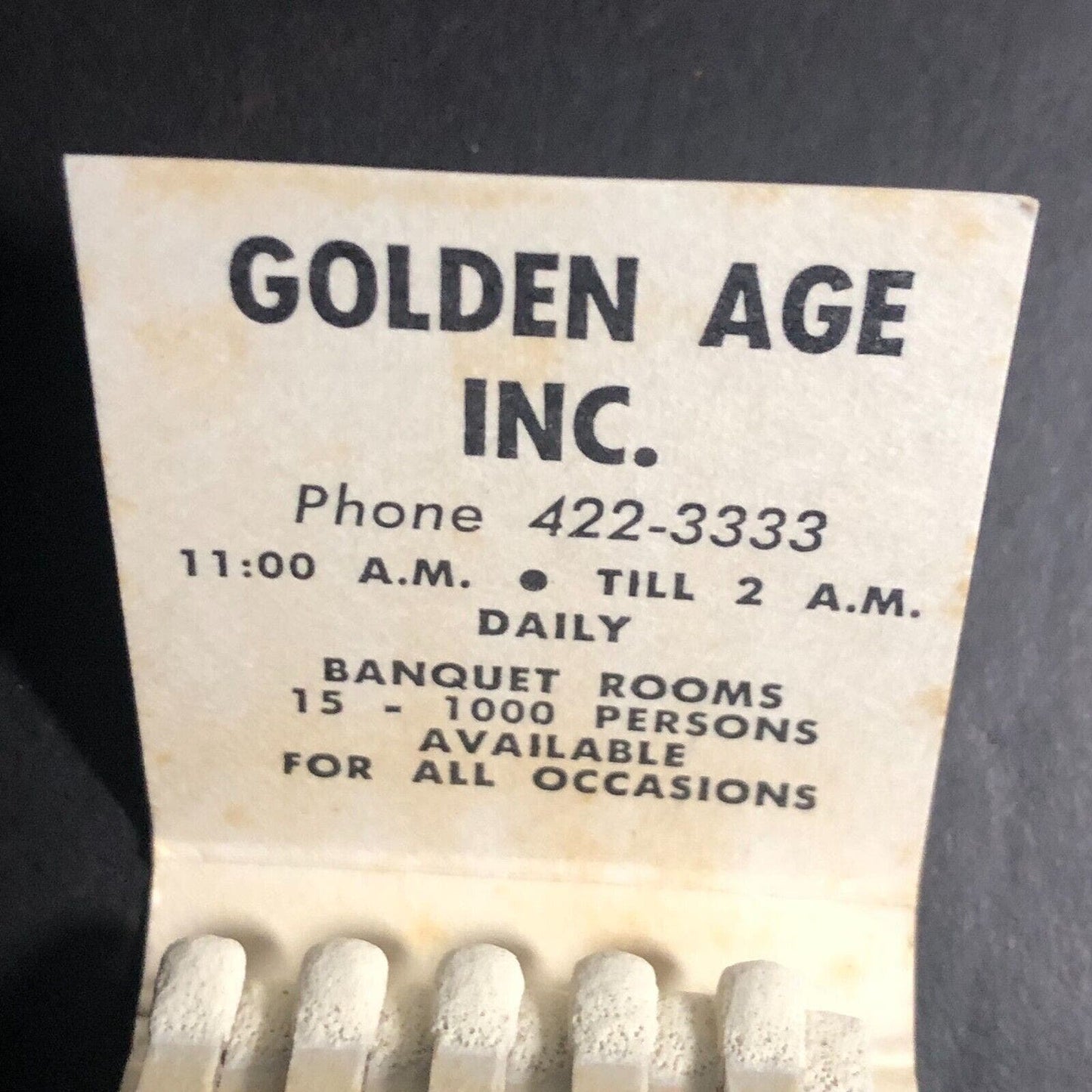 Golden Age Restaurant Oak Lawn, IL Full Matchbook c1974-84
