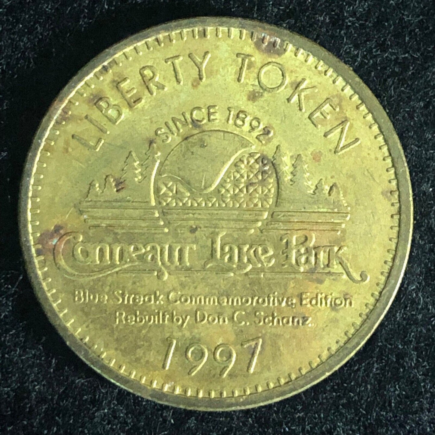 Conneaut Lake Park PA $ Liberty Token 25mm 1997 Scarce