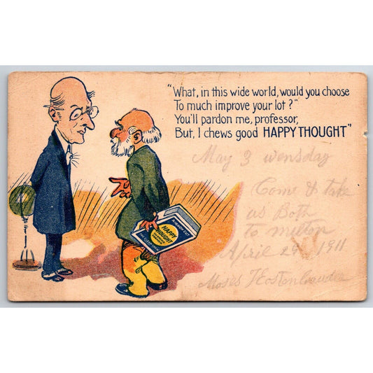 Happy Thought Chewing Tobacco Old Men Advertising Postcard UP c1906