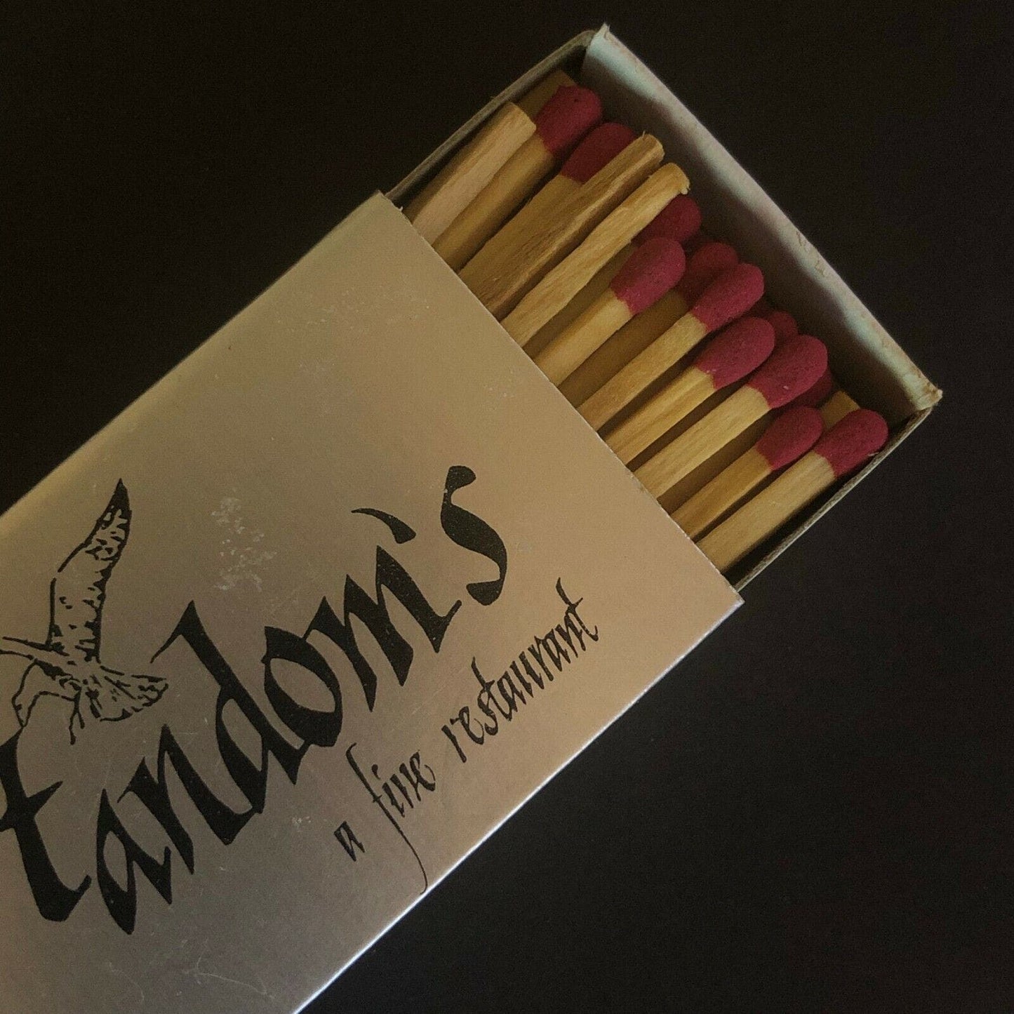 c1970's-80's Wooden Matchbox Matchbook "Tandom's Fine Restaurant" Branford, CT
