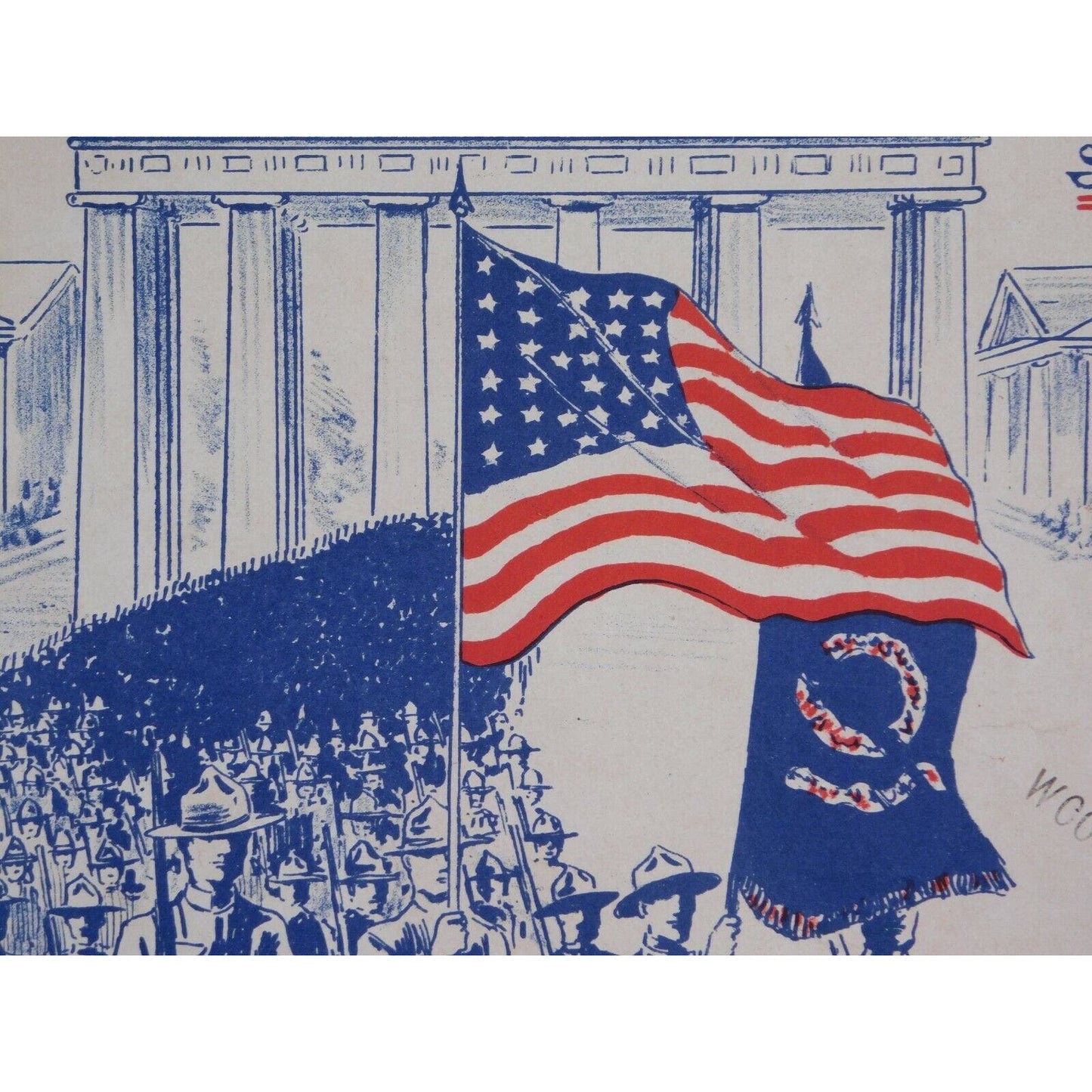 WWI Sheet Music - "When We March Into Old Berlin" Flag Red White Blue Marching