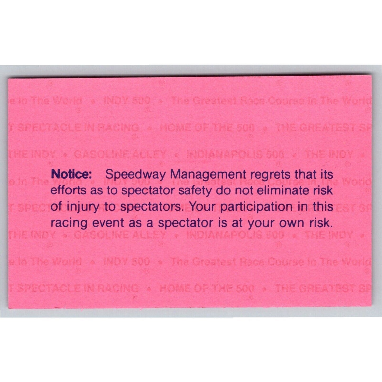 1994 Indy 500 Practice Day Admission Comp Ticket Pass Card Indianapolis IMS #323