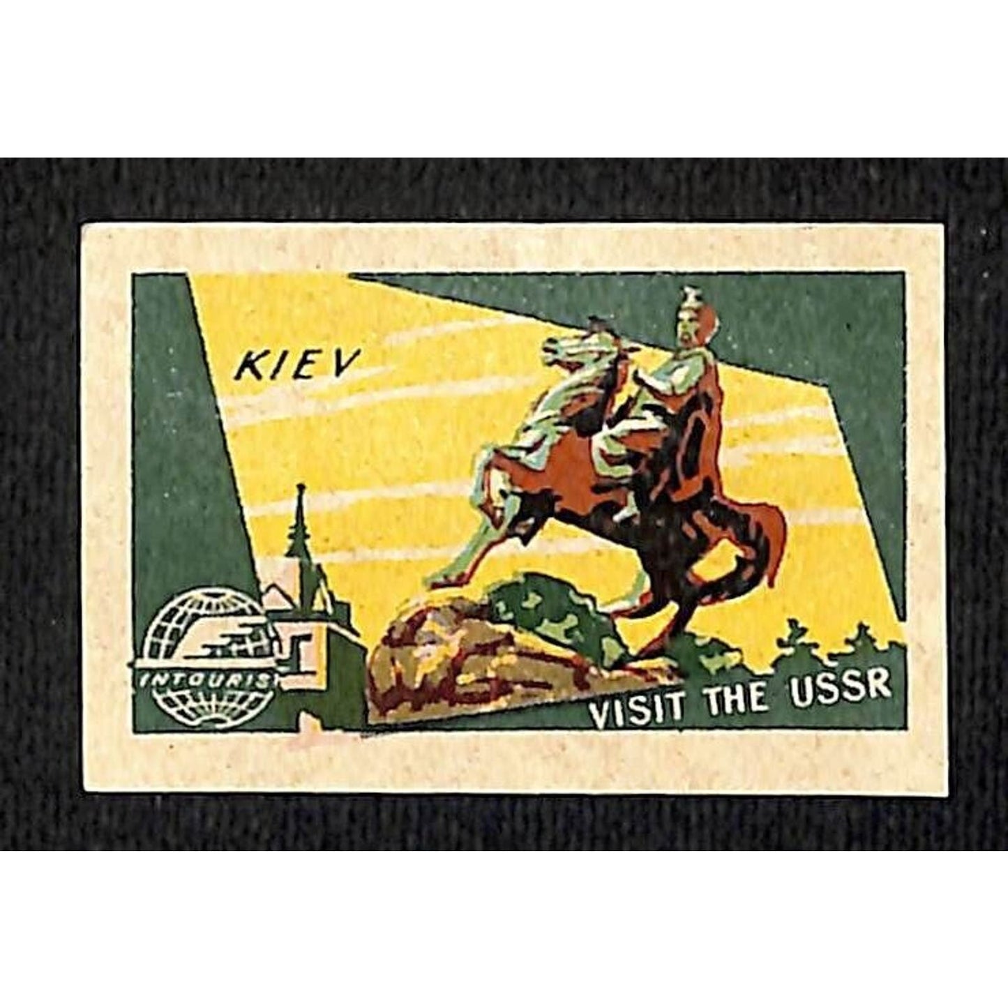 Vintage Matchbox Label Intourist Visit the USSR - Kiev c1955-65