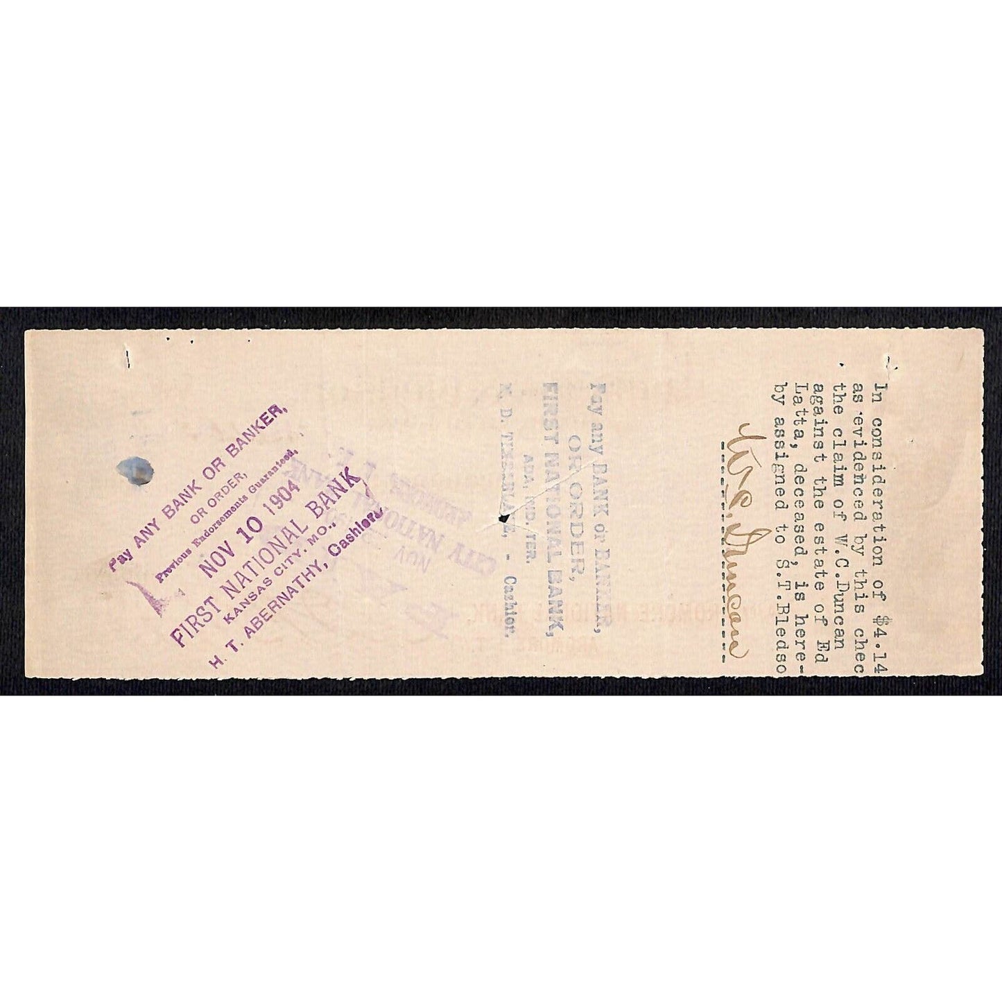 Ardmore, OK Ledbetter & Bledsoe Attorneys 1904 Indian Territory - Scarce