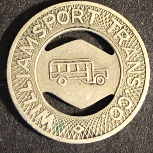 Williamsport Trans. Co. (PA) WM G/F One Fare Token c1933 - 16mm