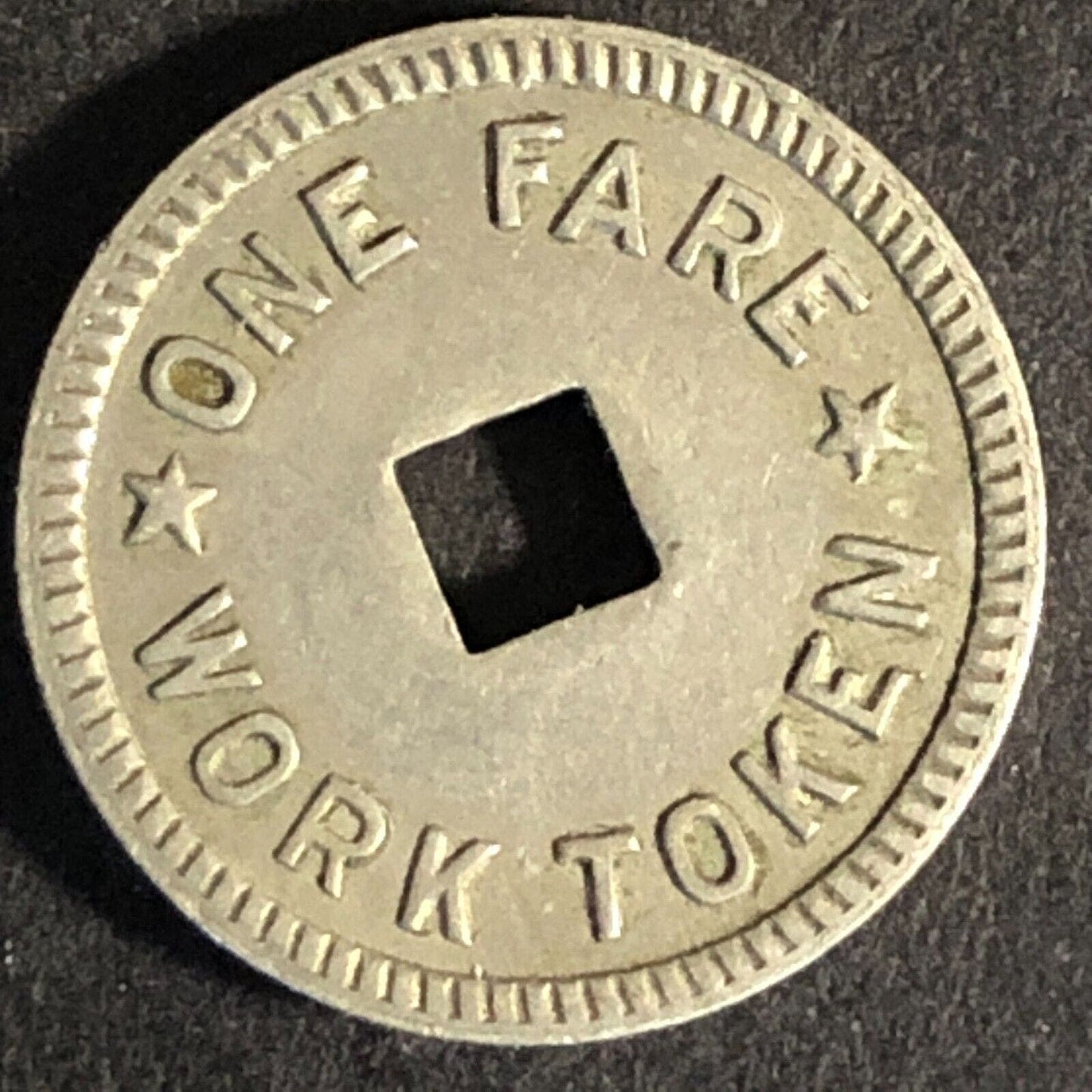 L. & C. C. M. T. Co (Beaver Meadows PA) WM "One Fare Work Token" 18mm Scarce