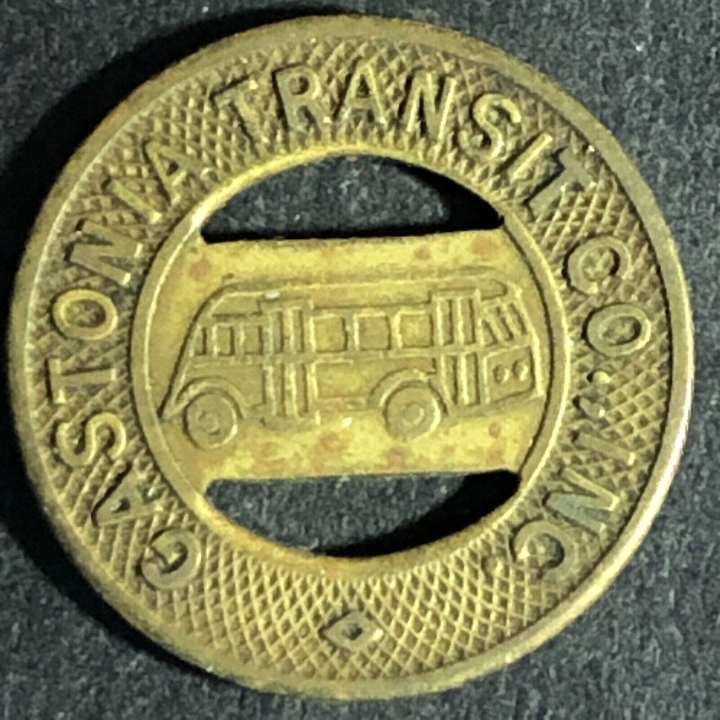 Gastonia Transit Co. (NC) Brass G/F One Fare Transit Bus Token - 16mm