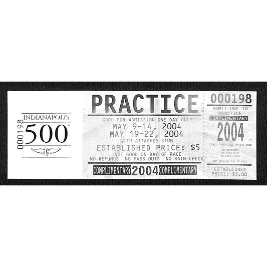 2004 Indy 500 Unused Comp Practice Ticket on IMS Foil Stamped Stock #198 VGC