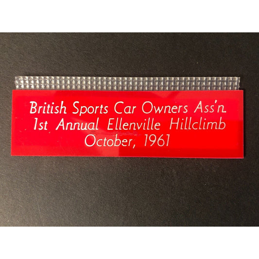 BSCOA 1st Annual Ellenville Hillclimb October 1961 Auto Racing Wall Plaque