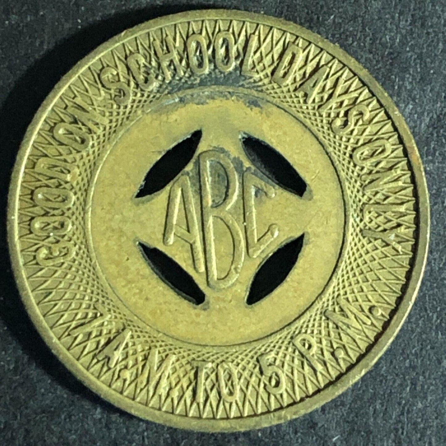 Albuquerque Bus Co. Brass "Good on School Days Only" Transit Token c1961 - 23mm