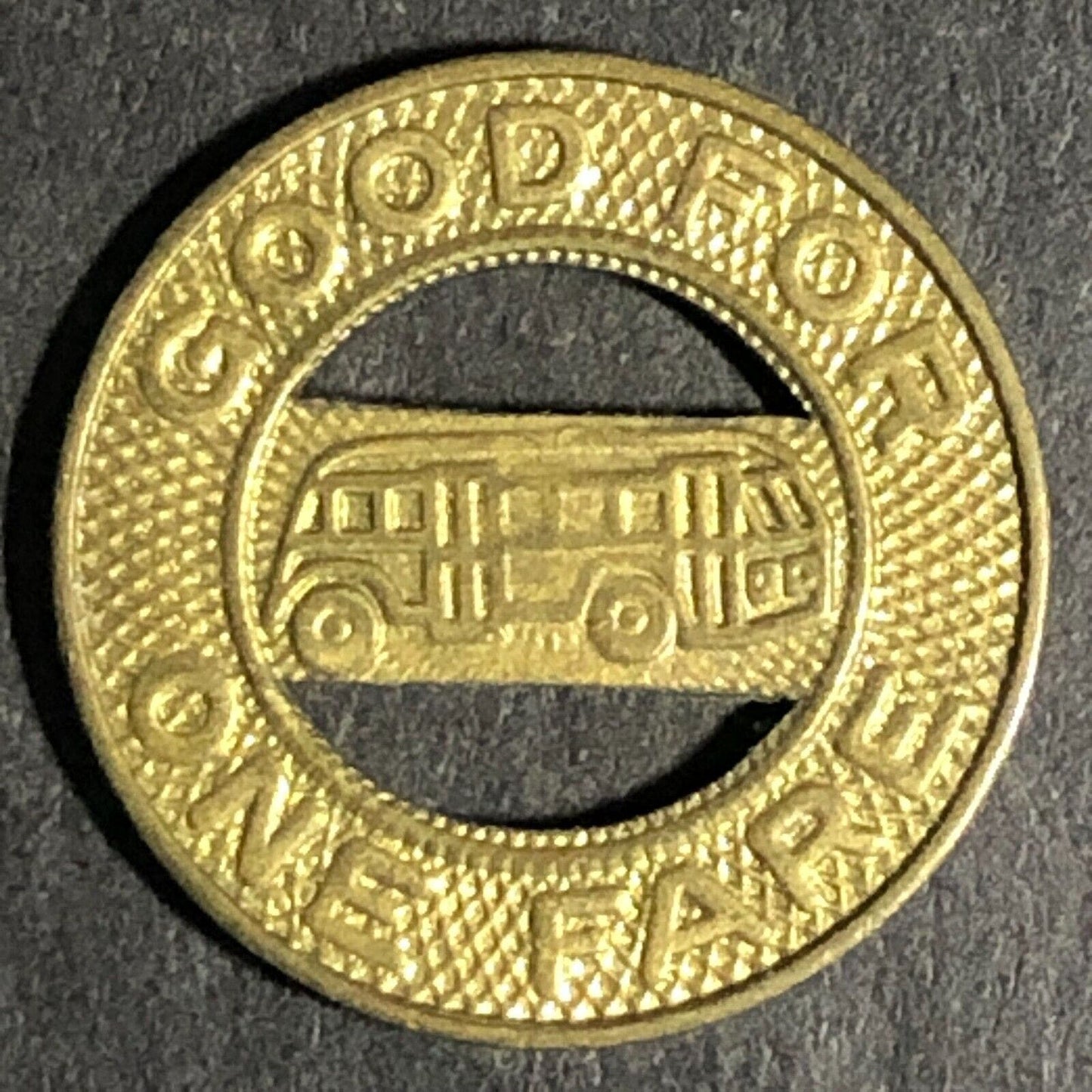 Bellingham (WA) Transit BTC Brass G/F One Fare Token 16mm w/ Bus