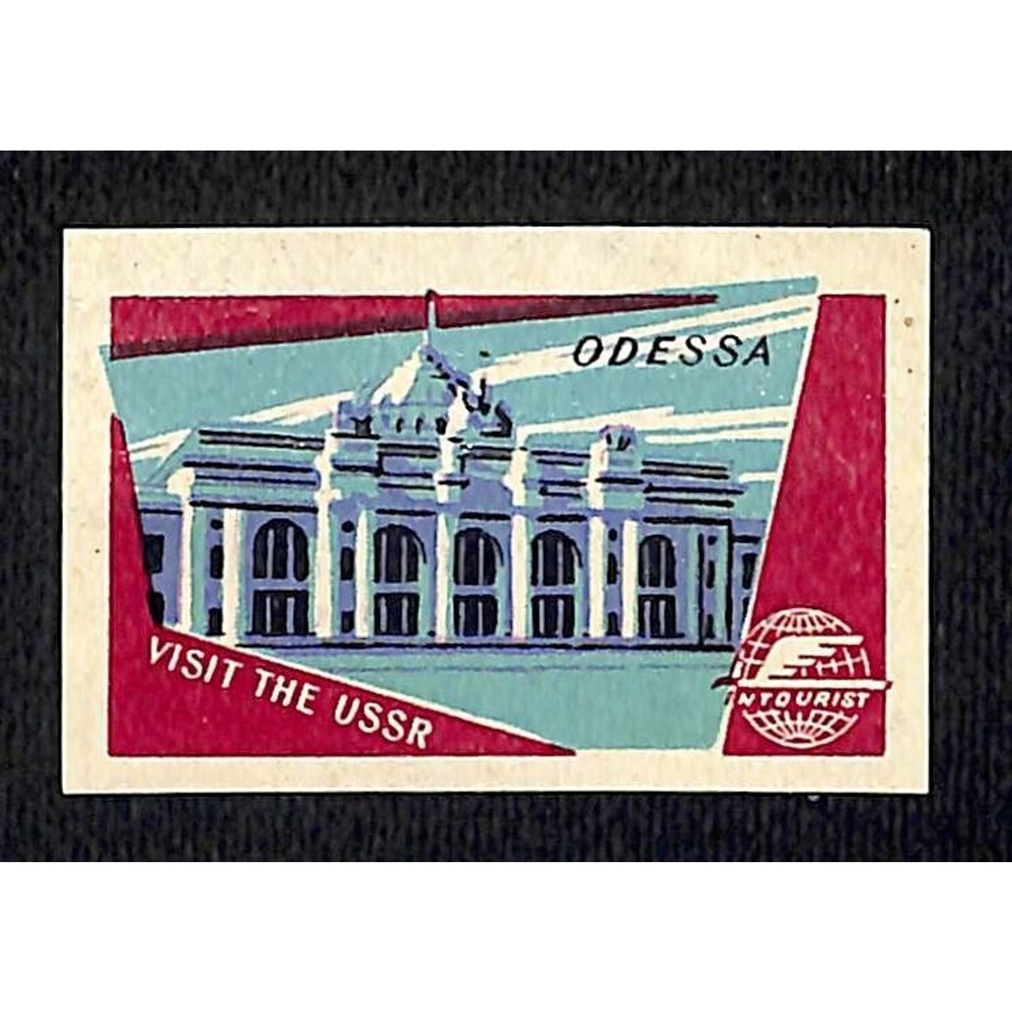 Vintage Matchbox Label Intourist Visit the USSR - Odessa c1955-65