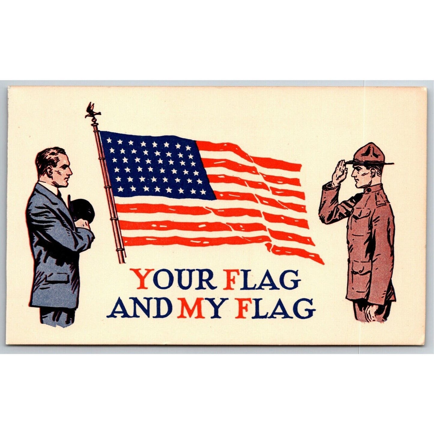 Vintage Postcard "American Flag - Your Flag And My Flag" "Friendship Check Book