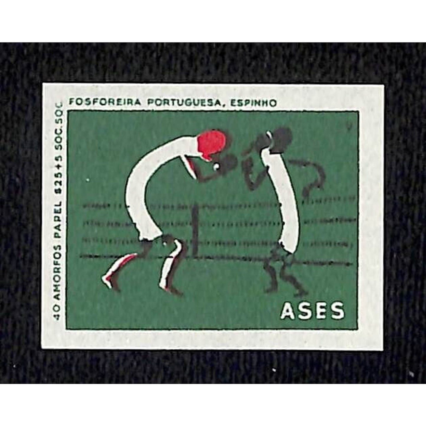 Vintage Matchbox Label Portuguese Match Sticks Boxing Ring c1960