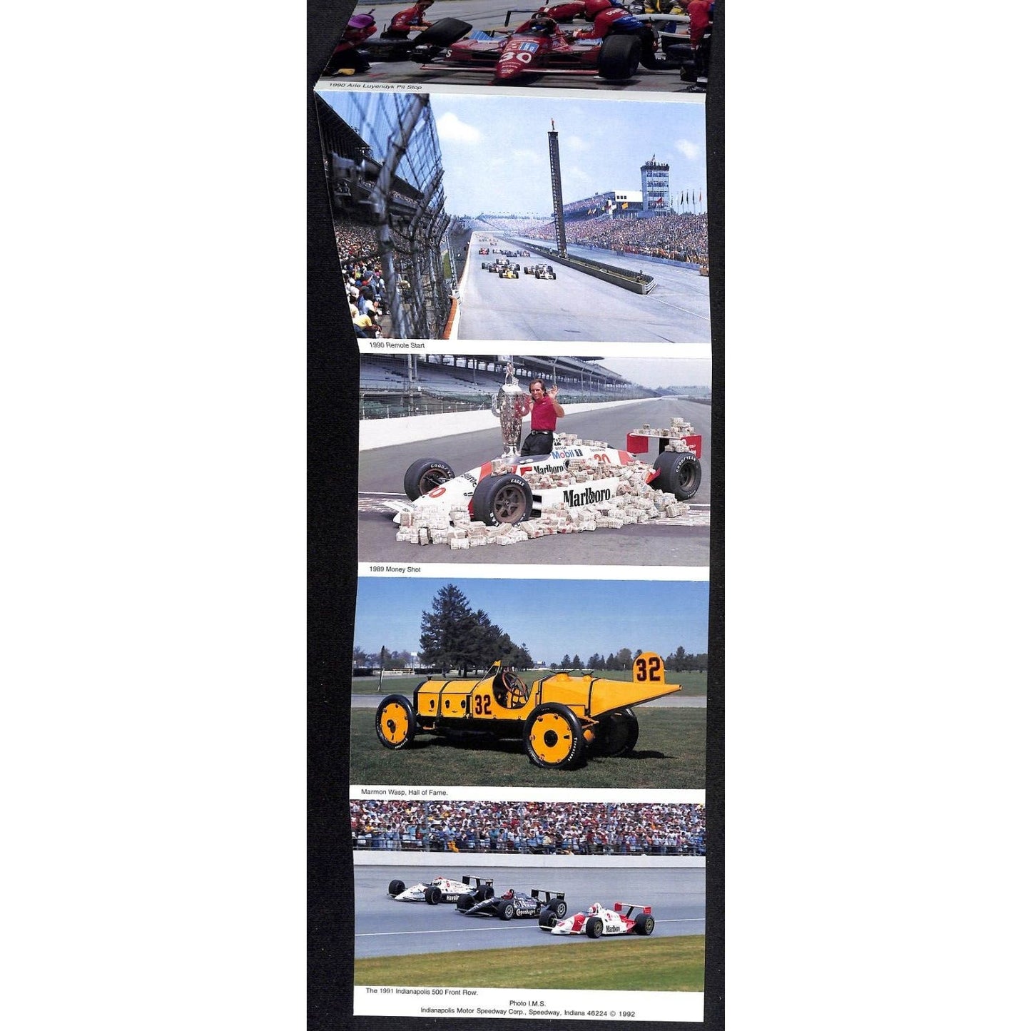 1991 Start Indianapolis 500 Postcard Style Foldout Pack 14 View 7 Panel VGC