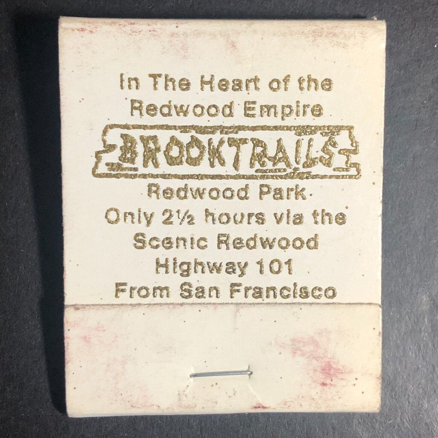 Willits, CA Brooktrails Lodge Redwood Park Full Matchbook c1975-85