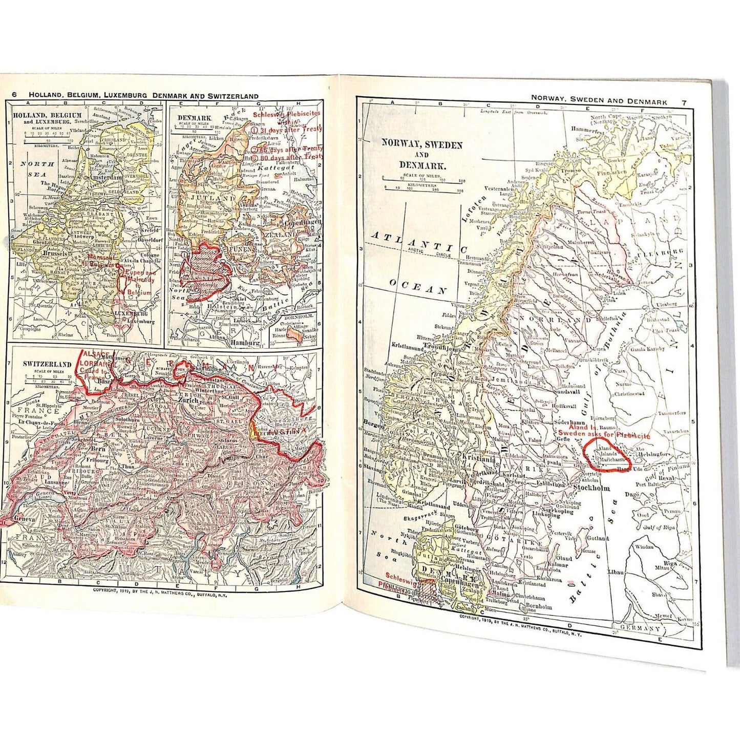 Lovell's "A New Atlas of the World" WWI c1919 SC Book 32pp Maps+++Text pp.