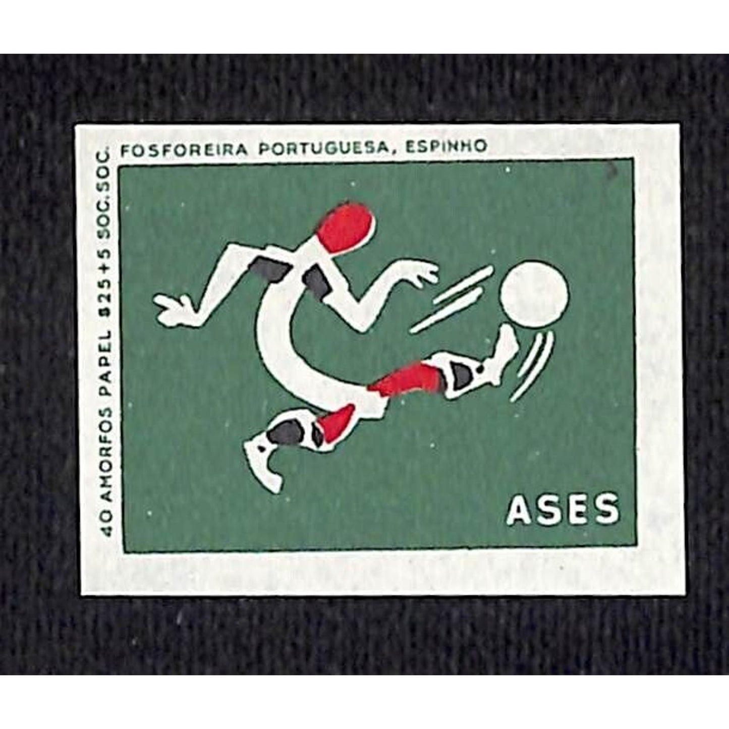 Vintage Matchbox Label Portuguese Match Stick Soccer c1960