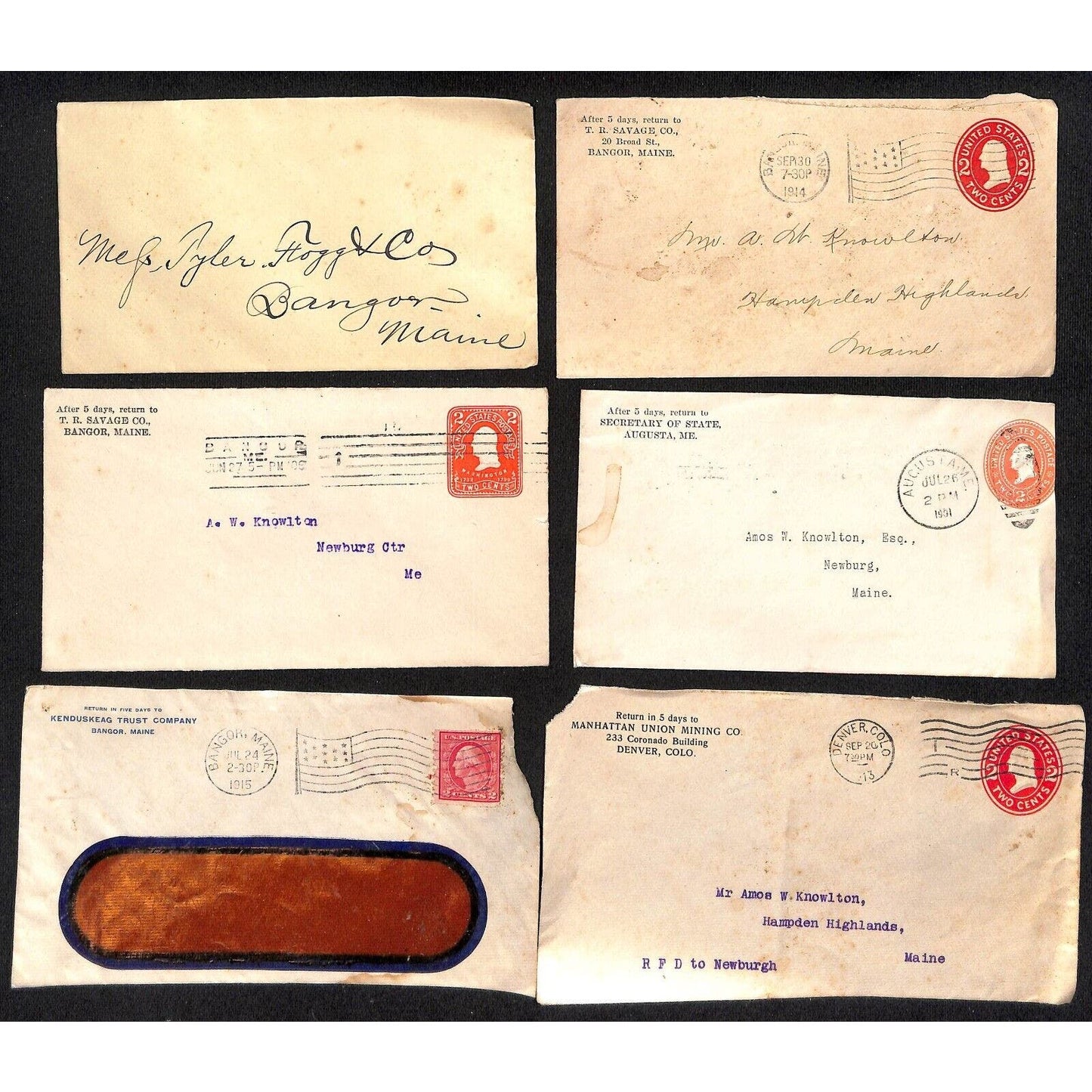 Group of 21 Covers - Mostly 1910 - 1915 Bangor, ME