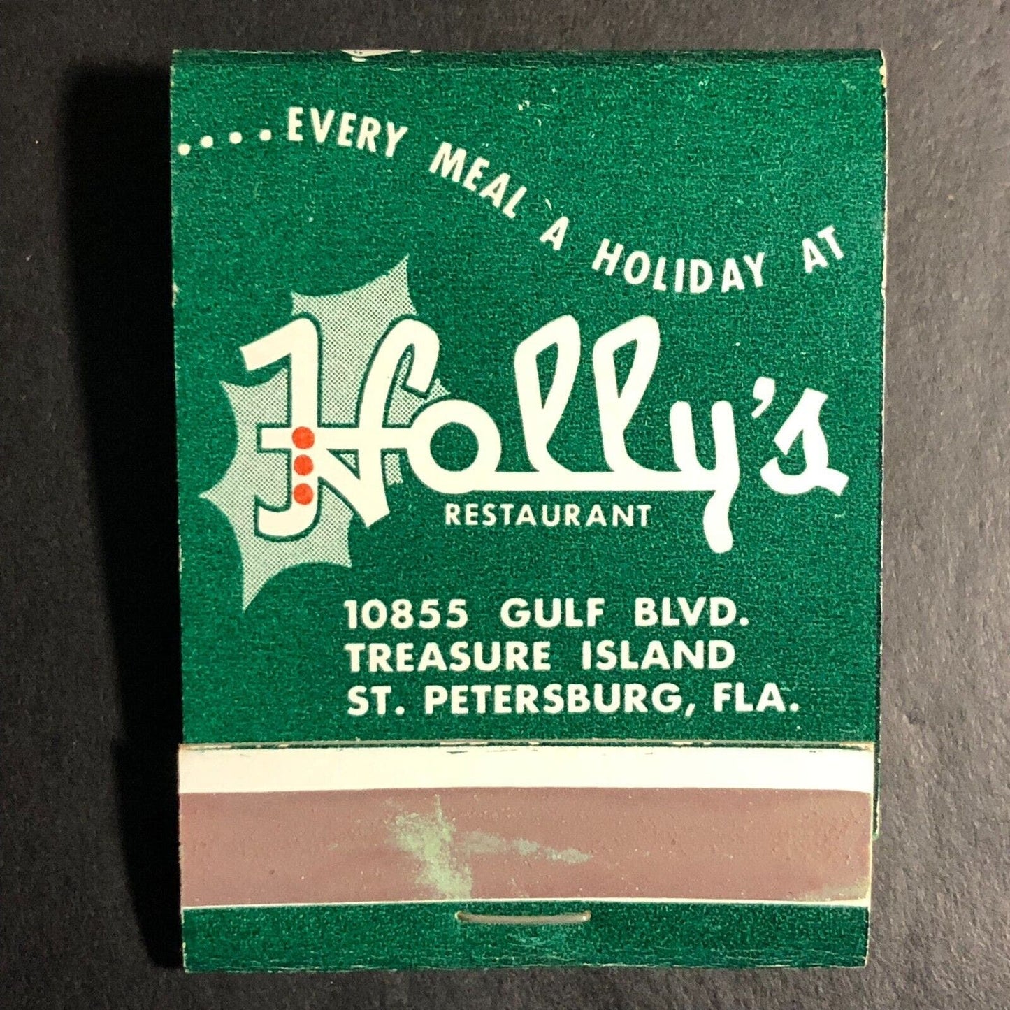 Holly's Restaurant St Petersburg, FL Near Full (-1) Matchbook c1968-73 Scarce