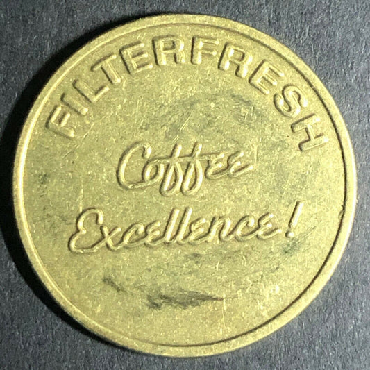 25mm Vintage Scarce Brass "Filterfresh Coffee Excellence" Token - Fauver Coll.