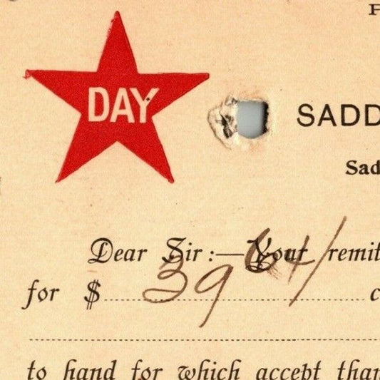 1901 Adv. Payment Conf. Postcard O.F. Day Harness Collars Baltimore E. Baker*