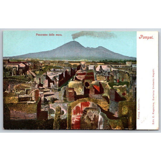 Italian Postcard Pompeii Panorama of the Walls c1901-1907 NP VGC