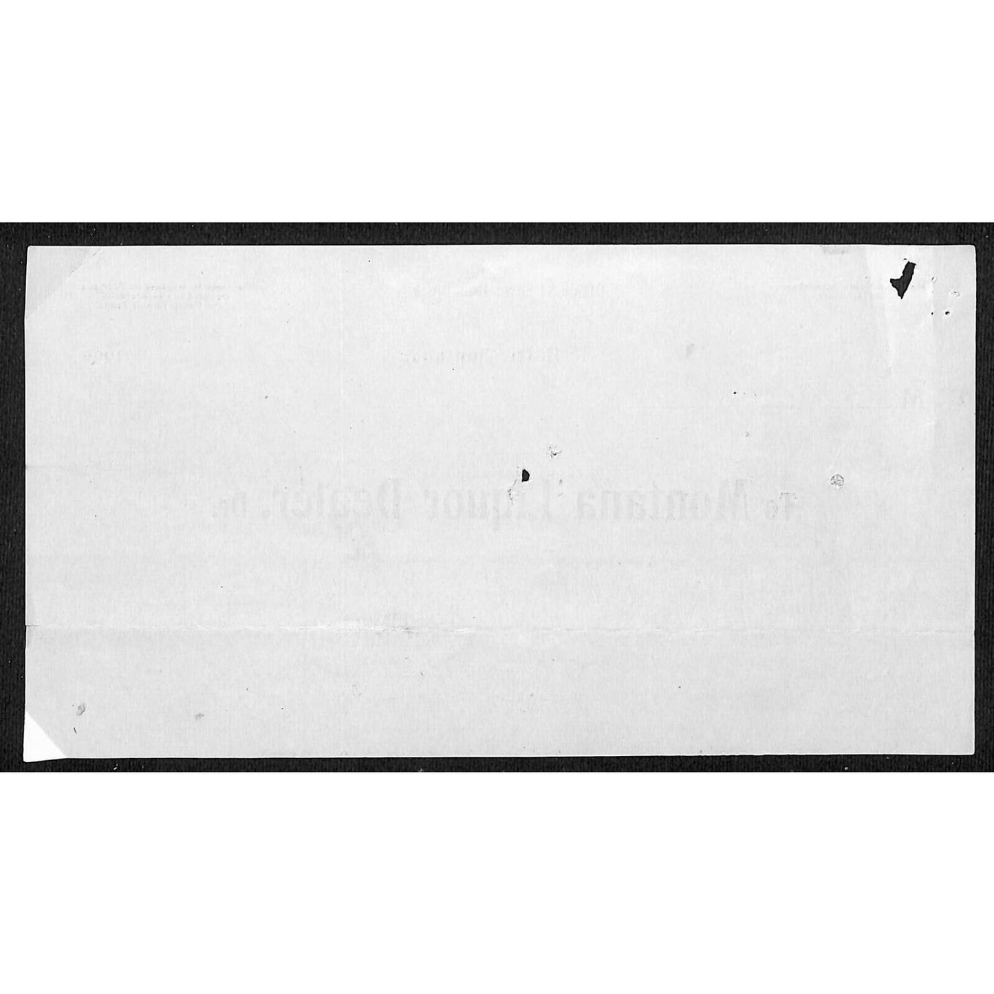 Butte, MT "Montana Liquor Dealer" 1900 Statement / Billhead