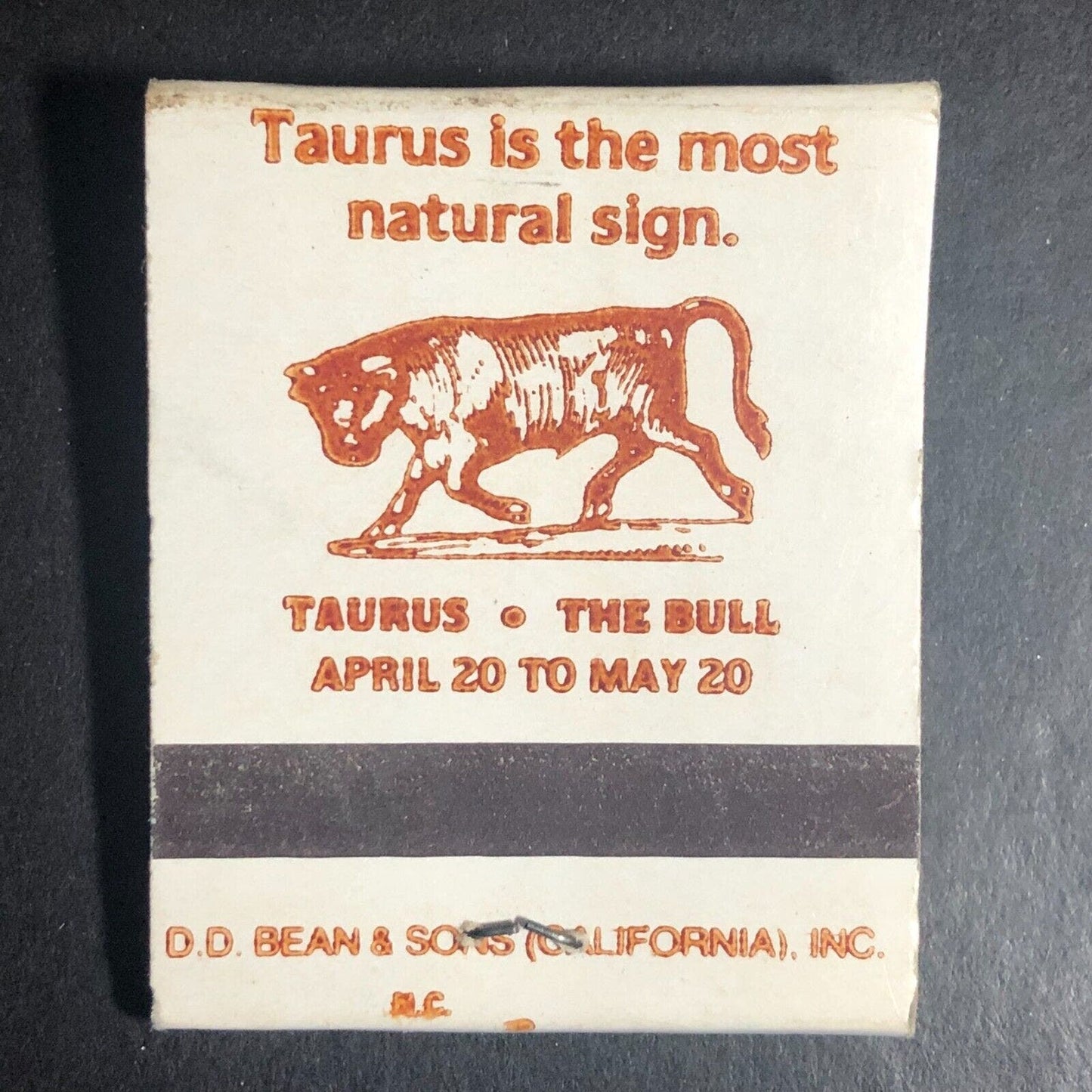 "Signs of the Zodiac" Taurus Full Matchbook c1970's-80's
