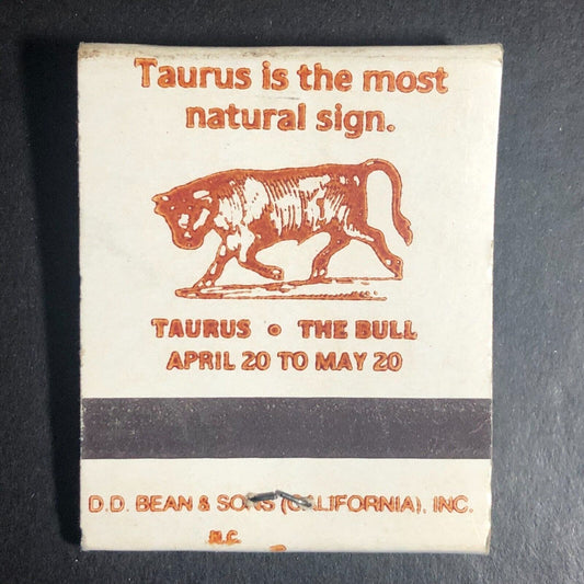 "Signs of the Zodiac" Taurus Full Matchbook c1970's-80's
