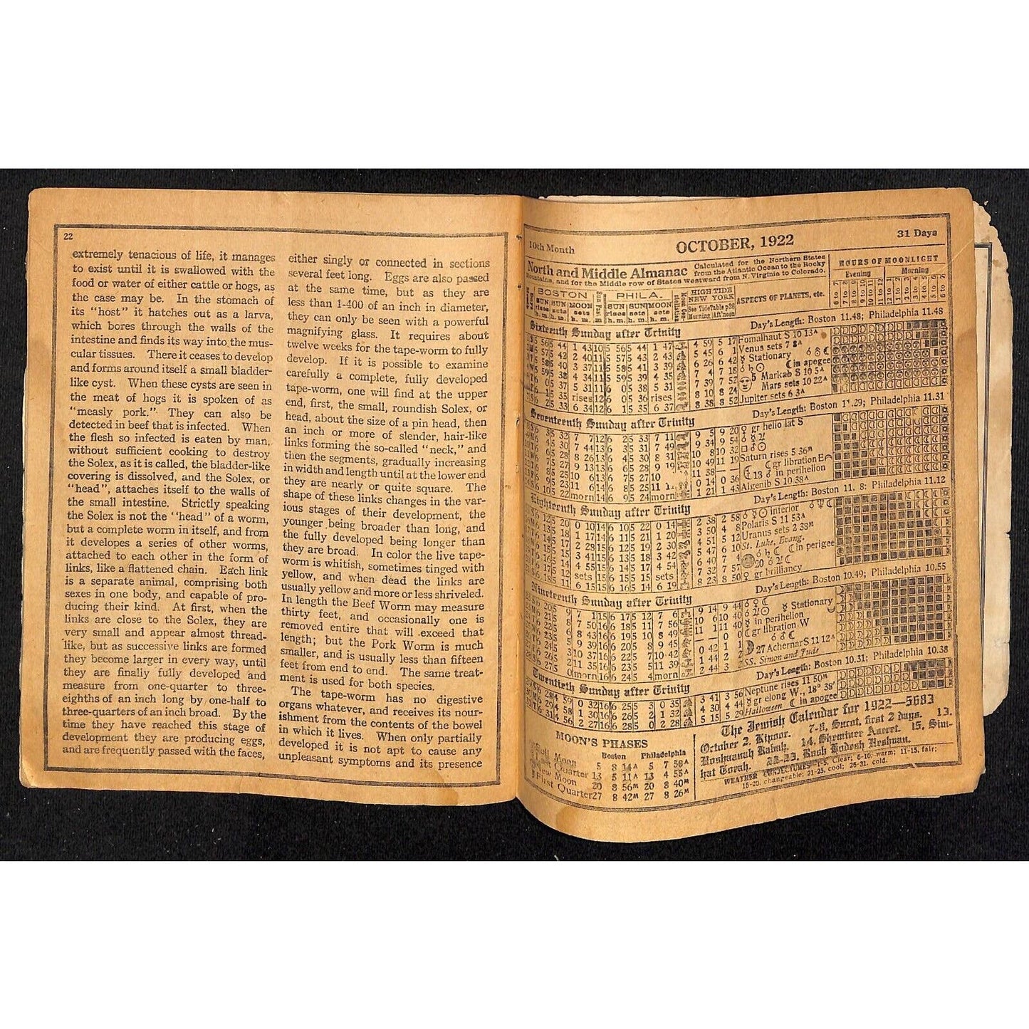 Dr. D. Jayne's Medical Almanac Calendar Philadelphia 1922 32pp