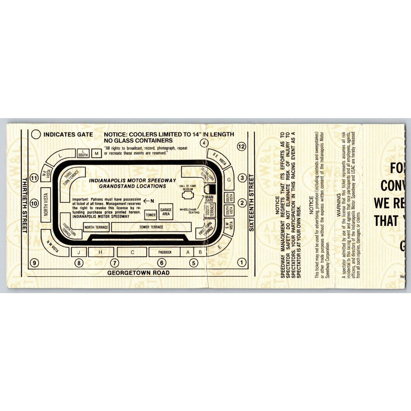 1995 Indy 500 Tower Terrace Ticket Stub Seat 19 - Ron Burton Estate