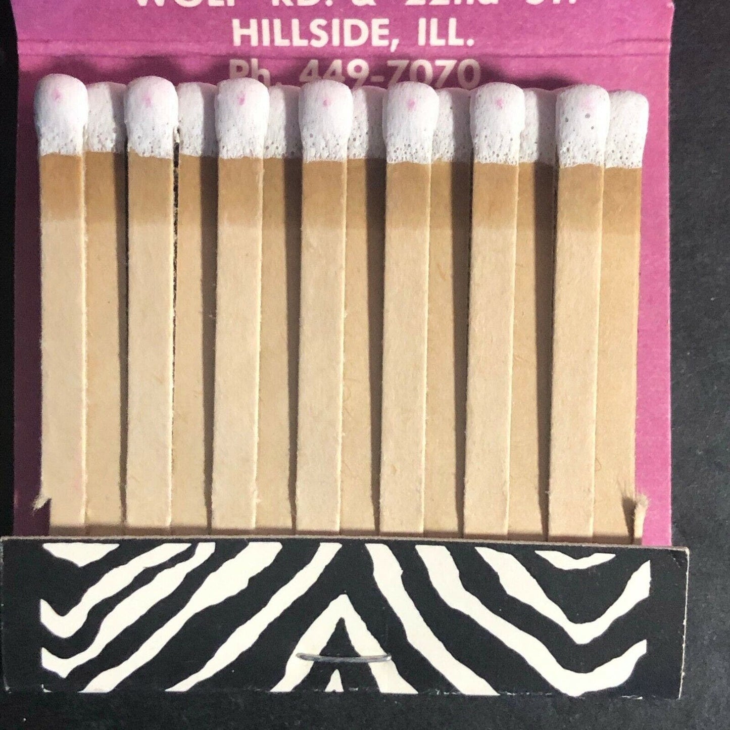 Richard's Lilac Lodge Hillside, IL Matchbook Zebra c1960's-74