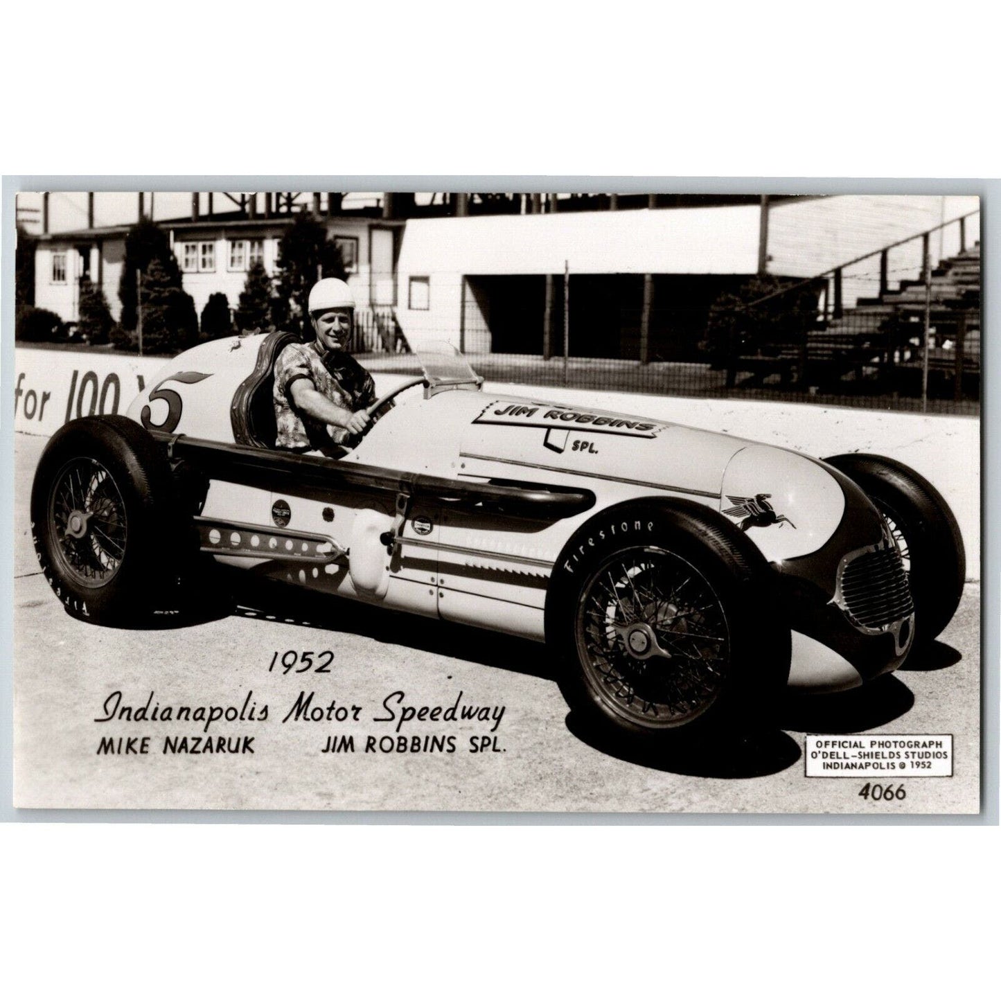 Indy 500 RPPC Postcard "1952 Mike Nazaruk" Official Race Photo Unposted VGC