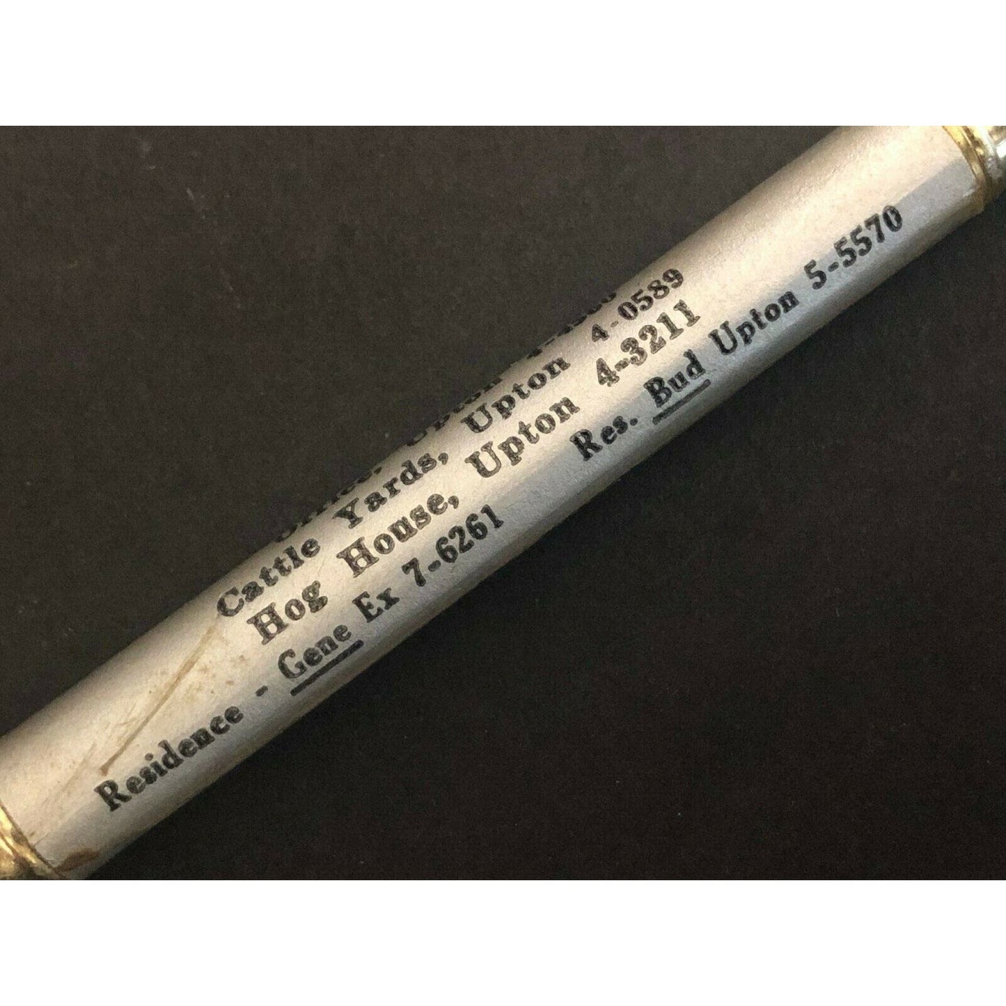 c1930's-40's "Buechler National Stock Yards Upton, IL" Advertising Bullet Pencil