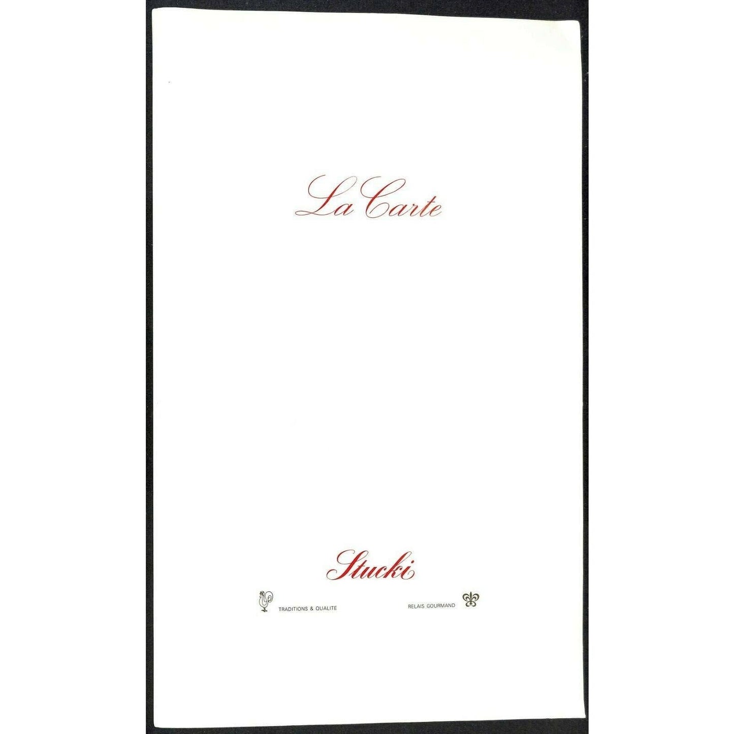 Stucki Restaurant (The Old Bruderholz) La Carte Menu c2008-20?? Signed VGC
