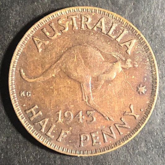 Australian Half Penny 1943 Brass 25.3mm Kangaroo / Token