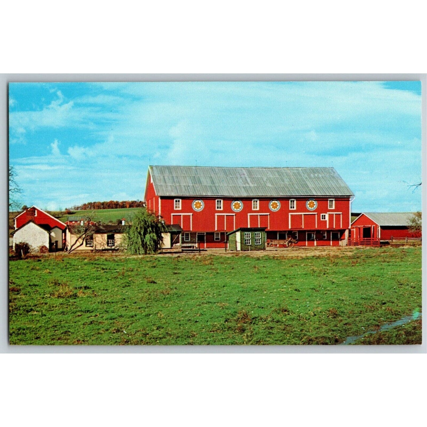 c1960's-70's Vintage Postcard "The Pennsylvania Dutch Country" Hex Signs Barn