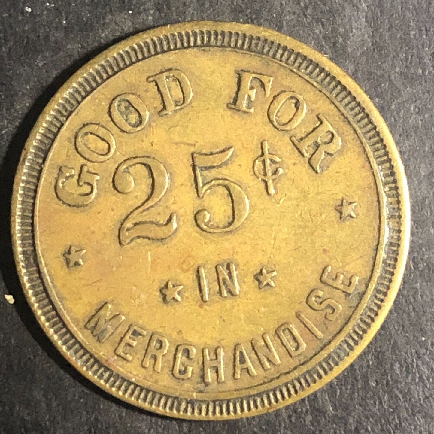 Warren, MINN K.J. Taralseth G/F 25¢ Brass Trade Token 25.7mm