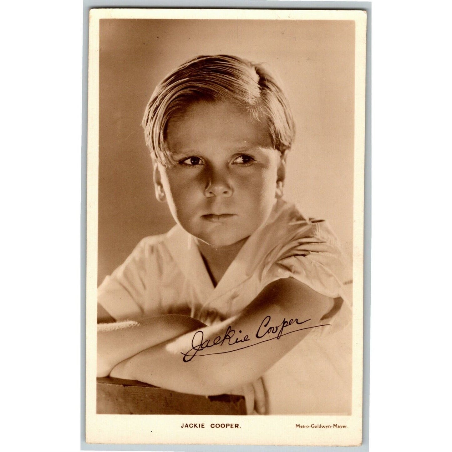 Vintage Jackie Cooper RPPC Post Card - Serious Face - MGM - VGC
