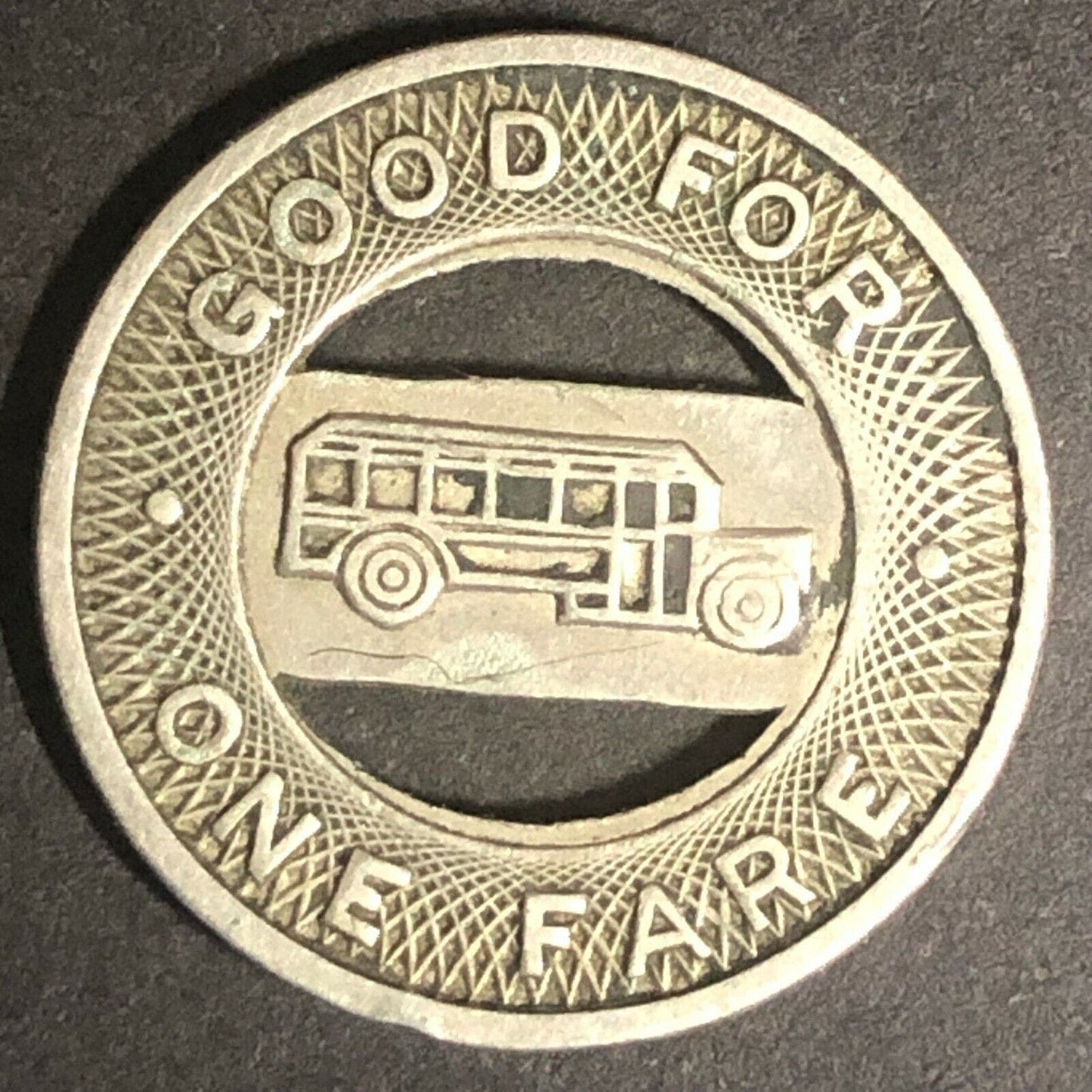 c1940's 20mm Wichita Motor Bus Co. G/F One Fare Brass Transit Token KS