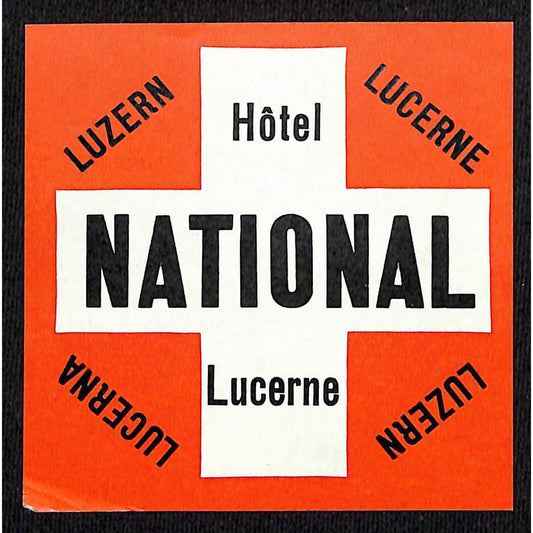 Hotel National Lucerne (Switzerland) Luggage Label Vintage NOS VGC Scarce