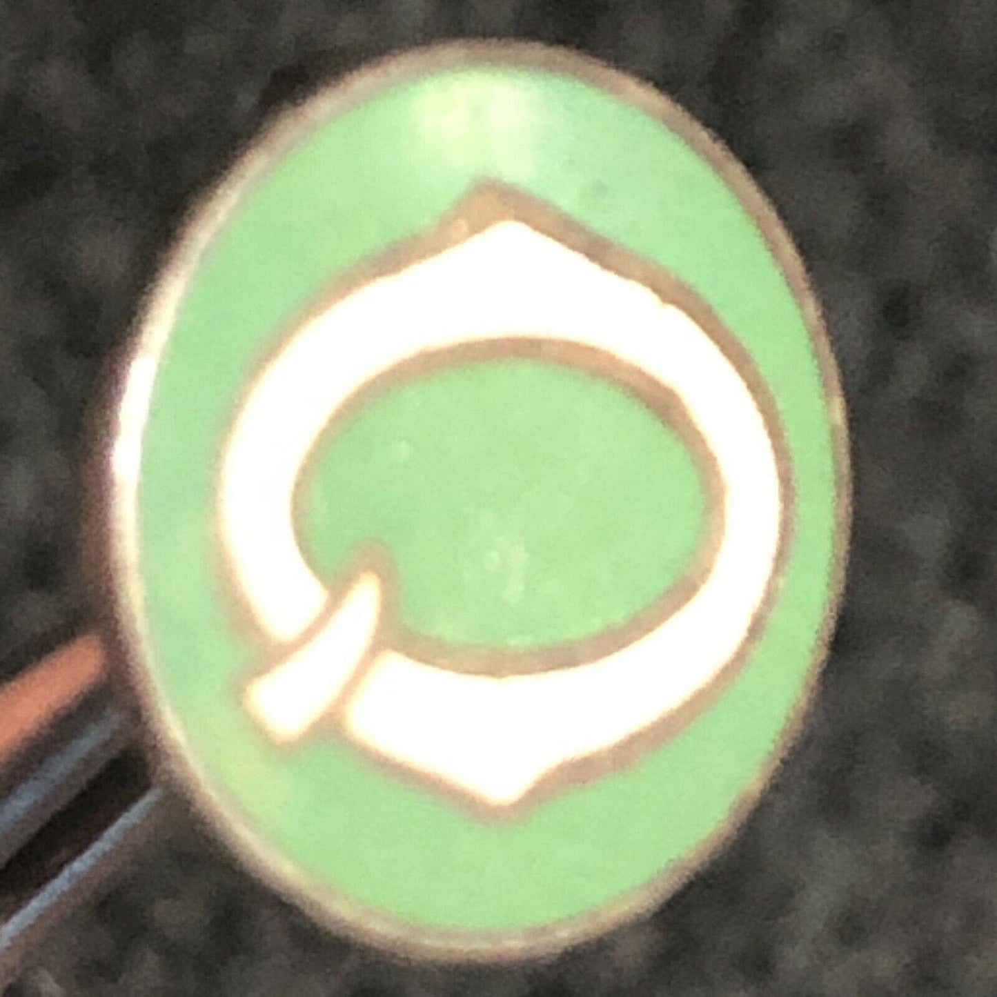 Vintage Green Enameled "Q" Pinback Lap Pin - Sterling